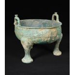 A large bronze ritual tripod food vessel, Ding, Spring and Autumn period, 6th-5th century, BC the