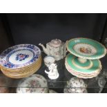 A Newhall teapot and cover, a Copeland Spode Gloucester pattern coffee service and a Royal Worcester