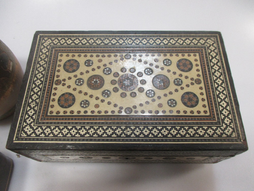 A George III small box scales by Young and Son London, together with various boxes etc - Image 3 of 4