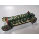 Tinplate clockwork Wells of London E.R.A. racer single seater racing car 8 3/4 inches