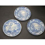 A pair of 19th century blue and white transfer printed dinner plates/soup bowls, "Foremark