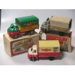 Tinplate (and plastic) Wells Brimtoy lorries, British Railways, Mountain Rescue (boxed), Fruit and