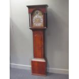 An oak longcase clock, William Kent of Saffron Walden no.213, with silvered and brass arched dial,