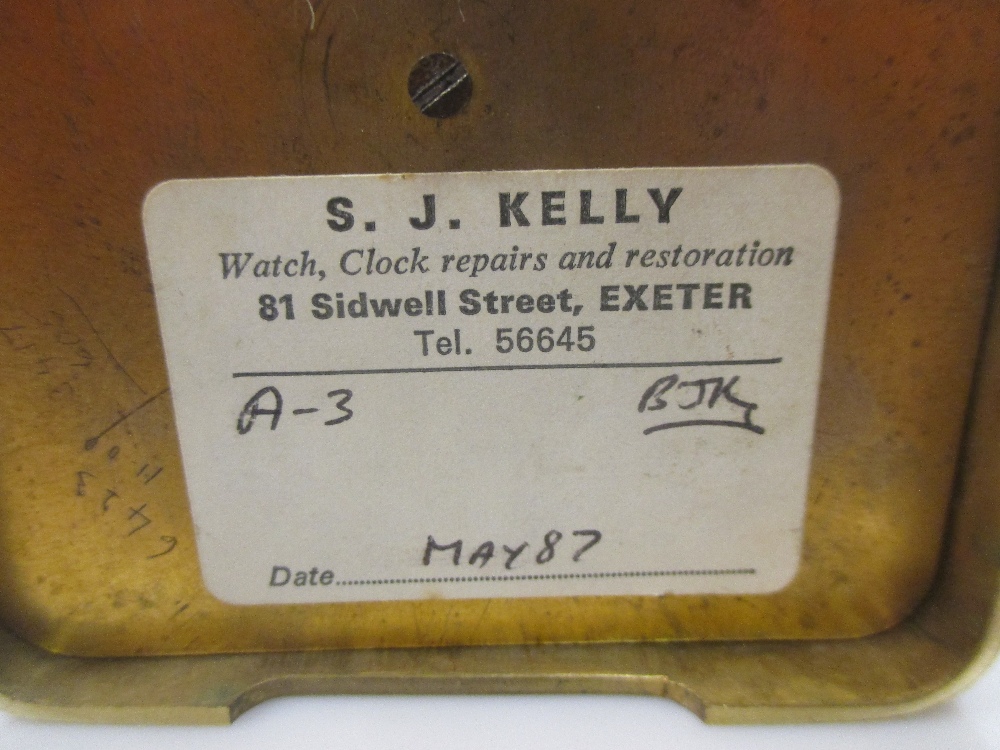 An Edwardian brass carriage clock with subsidury minute dial and striking on a coil - Bild 5 aus 6