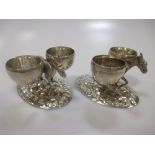 A pair of Continental silver salts stamped 'HK 800', possibly Turkish, each modelled as a mule