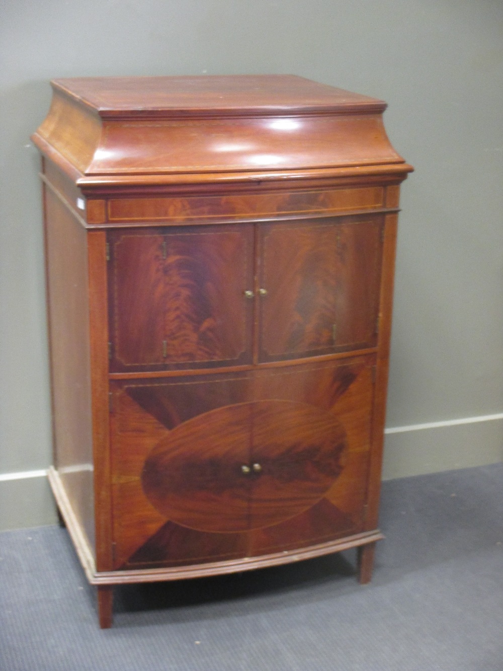 An early 20th century mahogany Gramaphone cabinet 130cm h 70cm w