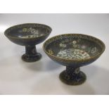 A pair of cloissone tazzas in the forms of offering bowls (2)