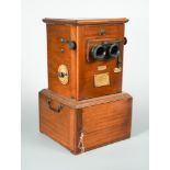 A French mahogany cased Taxiphote mechanical stereoscopic viewer, early 20th century, with a