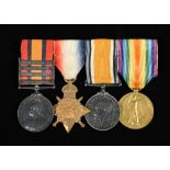 A South Africa medal and WWI medal trio, the South Africa medal with bars for Transvaal Orange