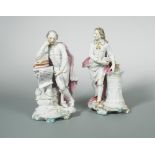 A pair of Derby figures of Shakespeare and Milton, circa 1770, after Peter Scheemakers,