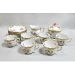 A Herend porcelain Queen Victoria Fancies pattern coffee service for six, comprising coffee cups and