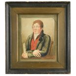 English Provincial School, early 19th Century Portrait of a young man holding a musical score, dated