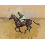 § Peter Biegel (British, 1913-1988) Racehorse cantering watercolour 26 x 35cm (10 x 14in)