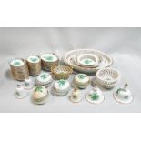 A collection of Herend green Chinese bouquet pattern porcelain, to include thirty small oval pin