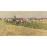 § Peter Biegel (British, 1913-1988) Grey Day, Southwell Hurdle Race inscribed lower right "Grey