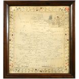 A George III silk work map of England and Wales, with foliate border, dated 1803 56 x 50cm (22 x