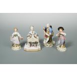 A Meissen figure of the senses, emblematic of hearing, modelled as a lady seated at a spinet,