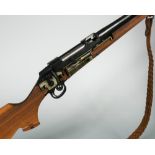 Lakelander, a model 389 cut-away display rifle, with leather sling