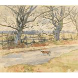 § Peter Biegel (British, 1913-1988) A Fox Crossing a road signed and dated '62 lower right