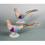 A pair of large Herend rust fishnet pheasants, 32cm (12.5in) long (2) Provenance: From the