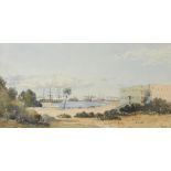 William J Müller (British, 1812–1845) A Man-of-War on the Nile watercolour 17 x 32cm (7 x 12in)