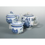 Various pieces of Qianlong blue and white porcelain,to include a teapot and cover, a pair of