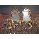 A pair of 18th century style giltwood girandoles, together with various light fittings