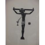 Eric Gill, Crucifixion, woodcut print