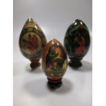 Various Russian painted eggs, all 20th century with religious and cultural scenes (21)