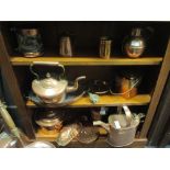 A 19th century farmhouse kitchen copperwares: to include watering can, kettles, warming pans etc