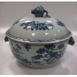 An early 19th century Chinese export tureen and cover with rabbit mask handles and pomegranate