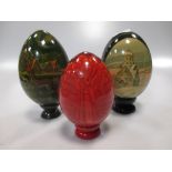Various Russian painted eggs, all 20th century with religious and cultural scenes (21)