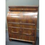 A 19th century Continental mahogany cylinder front bureau, 132 x 107 x 57cm