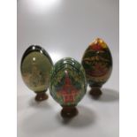 Various Russian painted eggs, all 20th century with religious and cultural scenes (21)