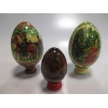 Various Russian painted eggs, all 20th century with religious and cultural scenes (22)