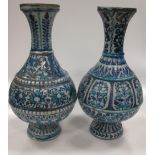 Two similar blue and white tin glaze vases in the Iznik style, probably late 19th or early 20th