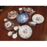 A 19th century Derby Imari tea set and a set of Dresden floral painted plates