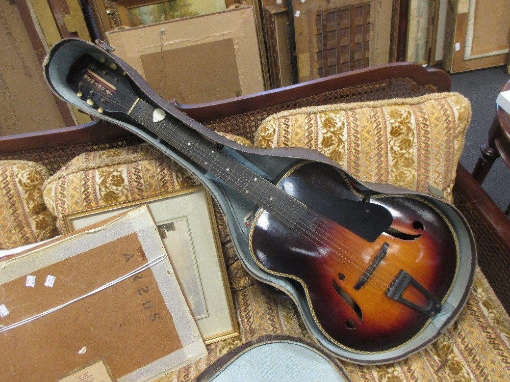 A Broadway Harmony H954 acoustic guitar, arched top model with sunburst effect and case - Image 6 of 6