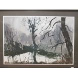 John Cooke, a pair of watercolours. a pond at Mettingham 1974 and Edge of the wood (2)