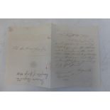 A signed letter from Princess Augusta, daughter of George III, to Mrs Gray, Weymouth, August 31st