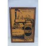 A Somerset Traction Engine Club pictorial advertisement depicting a steaming engine and a can of