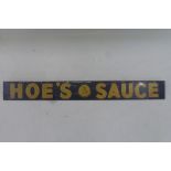 A Hoe's Sauce shelf strip, 14 1/2" long.