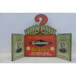 A rare Gillette Blades three sided dimensional showcard display, 27 x 19 1/2".