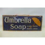 An unusual Umbrella Soap part pictorial enamel sign, 30 x 12".