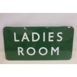 A Southern Railway green and white enamel 'Ladies Room' rectangular enamel sign, with very good