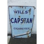 A Wills's Capstan Cigarettes rectangular enamel sign with 'lit cigarette' image, 24 x 36".