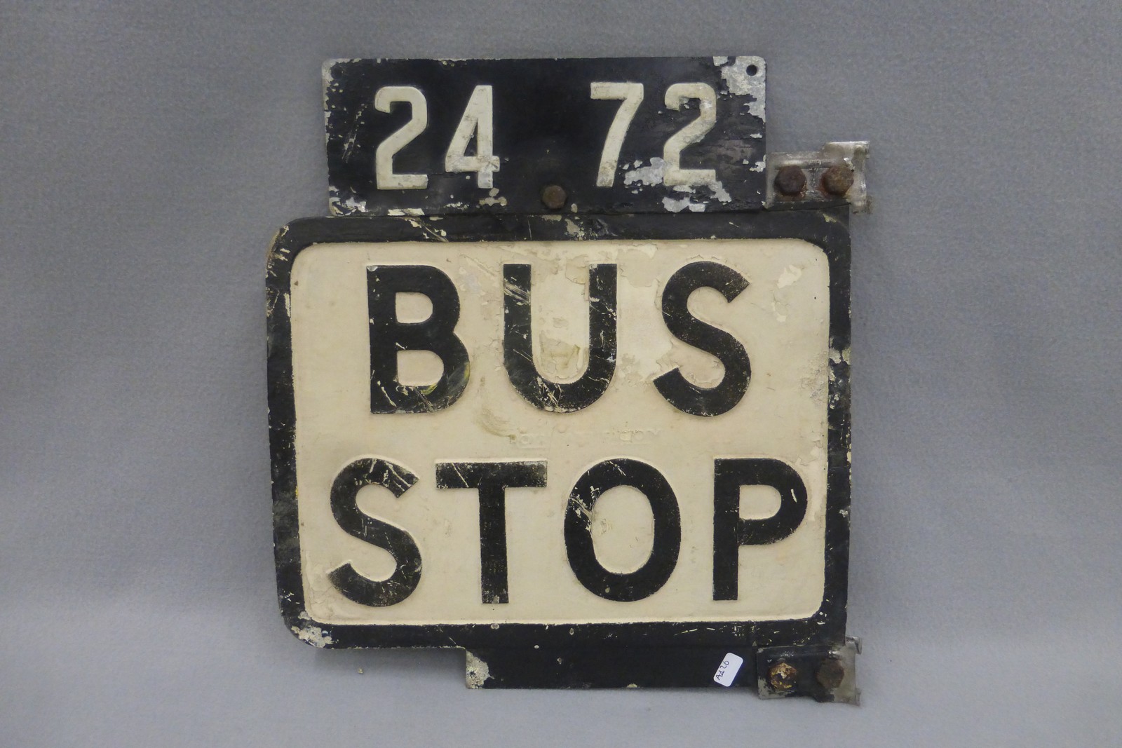 A Bus Stop cast aluminium sign, 12 x 13". - Image 2 of 2