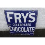 An Edwardian Fry's Celebrated Chocolate enamel sign, by Chromo, 36 x 36".