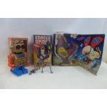 A boxed Space Monster robot, made in Hong Kong, a Spacey Spider by Talbot Toys, boxed and a