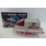 A boxed Japanese battery operated Moon Scout, made by Nomura.